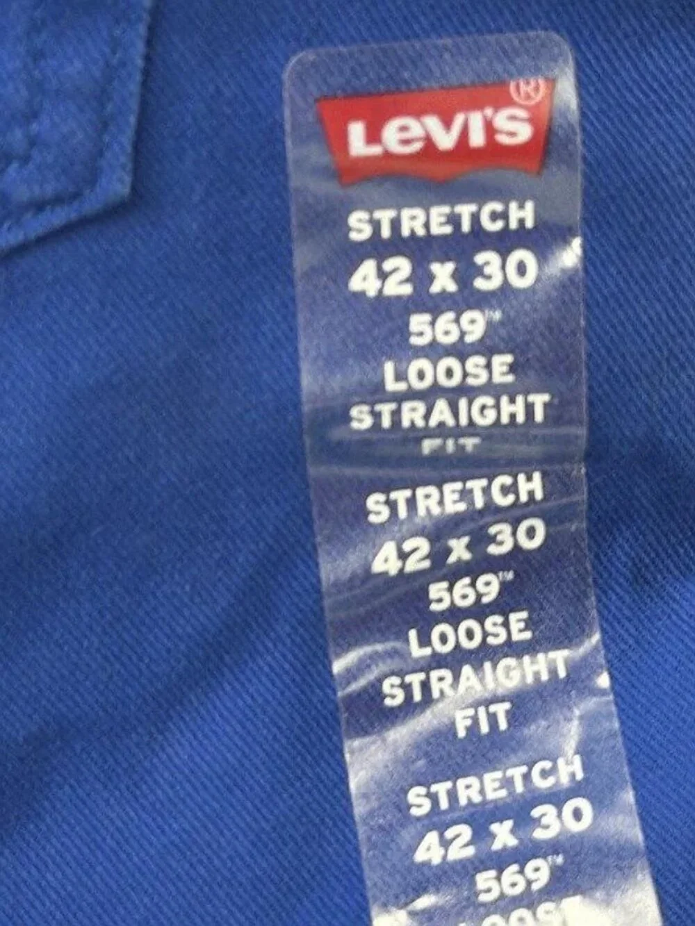 NWT $59.50 Levi's 569 Loose Straight Fit Stretch Men's Jeans 42X30 Bold Blue